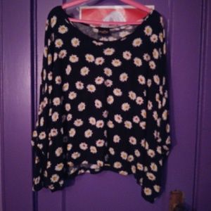 Long Sleeve Sunflower Printed Top